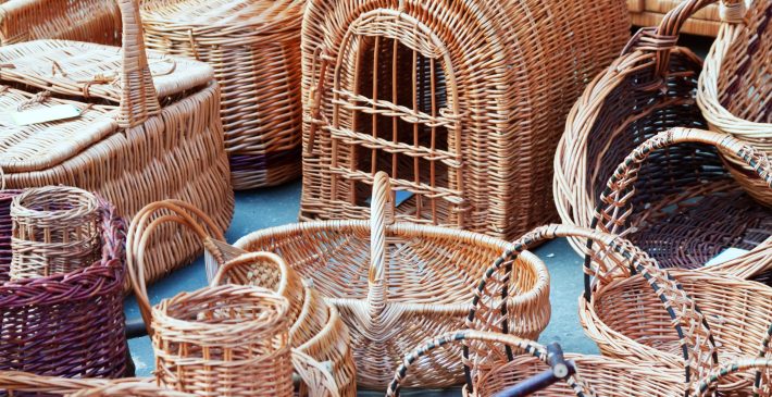 wicker baskets for sale at  market